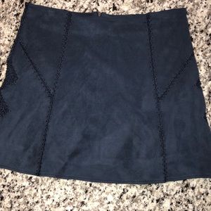 Navy suede skirt